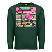Sports Green Nurse Stethoscope Seamless Pattern Premium Sweatshirt - BundleAndBundleShop