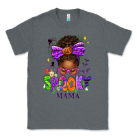 Charcoal Heather Halloween Afro Messy Bun Spooky Mama Classic Tee - texasbilliewilder