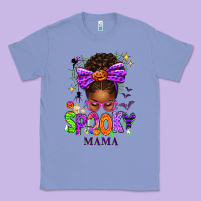 Halloween Afro Messy Bun Spooky Mama Classic Tee Designed By Texasbilliewilder