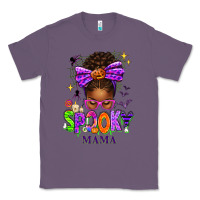 Lavender Halloween Afro Messy Bun Spooky Mama Classic Tee - texasbilliewilder