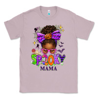 Lilac Halloween Afro Messy Bun Spooky Mama Classic Tee - texasbilliewilder