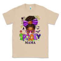Mushroom Halloween Afro Messy Bun Spooky Mama Classic Tee - texasbilliewilder