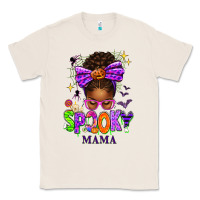 Natural Halloween Afro Messy Bun Spooky Mama Classic Tee - texasbilliewilder