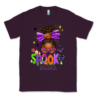 Plum Halloween Afro Messy Bun Spooky Mama Classic Tee - texasbilliewilder