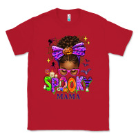 Red Halloween Afro Messy Bun Spooky Mama Classic Tee - texasbilliewilder