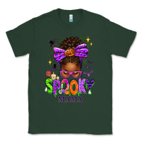 Sports Green Halloween Afro Messy Bun Spooky Mama Classic Tee - texasbilliewilder