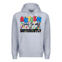 Heather Grey autism seeing the world differently Premium Hoodie - MaliasSmallBusiness