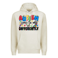 Oatmeal Heather autism seeing the world differently Premium Hoodie - MaliasSmallBusiness