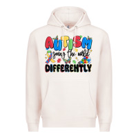 Pale Pink autism seeing the world differently Premium Hoodie - MaliasSmallBusiness