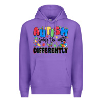 Purple autism seeing the world differently Premium Hoodie - MaliasSmallBusiness