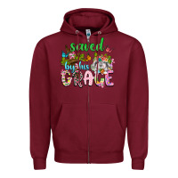 Burgundy Saved by his grace Zipper Hoodie - Neo Western