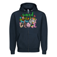 Navy Saved by his grace Zipper Hoodie - Neo Western