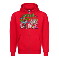 Red Saved by his grace Zipper Hoodie - Neo Western
