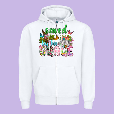 Saved By His Grace Zipper Hoodie Designed By Neo Western