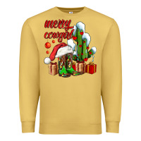 Antique Gold merry cowgirl  boots and cactus with gifts Premium Sweatshirt - AdoDesignShop