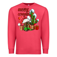 Cardinal merry cowgirl  boots and cactus with gifts Premium Sweatshirt - AdoDesignShop