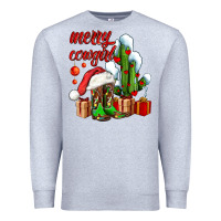 Heather Grey merry cowgirl  boots and cactus with gifts Premium Sweatshirt - AdoDesignShop