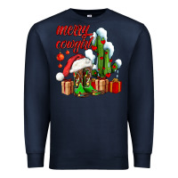 Navy merry cowgirl  boots and cactus with gifts Premium Sweatshirt - AdoDesignShop