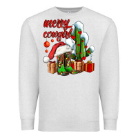 Oatmeal Heather merry cowgirl  boots and cactus with gifts Premium Sweatshirt - AdoDesignShop