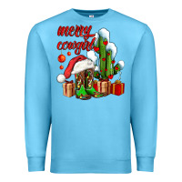 Ocean Blue merry cowgirl  boots and cactus with gifts Premium Sweatshirt - AdoDesignShop