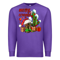 Purple merry cowgirl  boots and cactus with gifts Premium Sweatshirt - AdoDesignShop