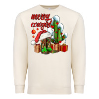 Sandshell merry cowgirl  boots and cactus with gifts Premium Sweatshirt - AdoDesignShop