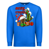 True Royal merry cowgirl  boots and cactus with gifts Premium Sweatshirt - AdoDesignShop