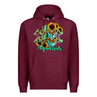 Burgundy Aquarius Zodiac Sign Sunflower Leopard Serape Premium Hoodie - RanaPortraitStore