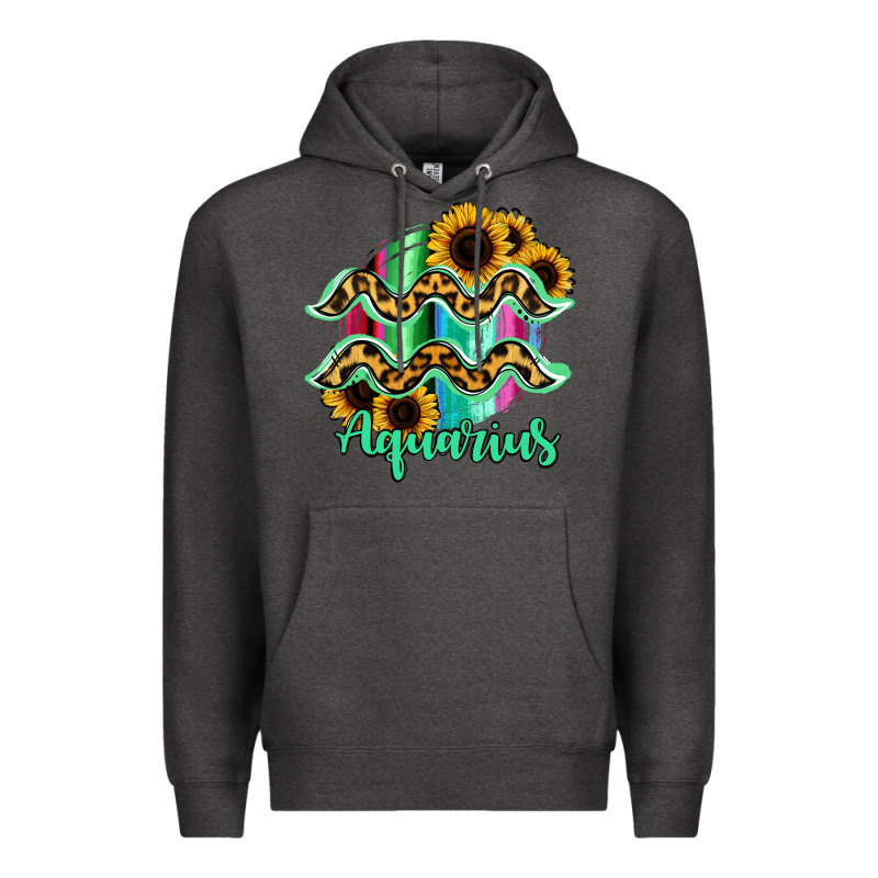 Aquarius Zodiac Sign Sunflower Leopard Serape Premium Hoodie by RanaPortraitStore | Teevron