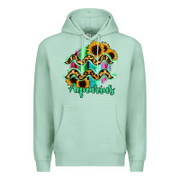 Seafoam Aquarius Zodiac Sign Sunflower Leopard Serape Premium Hoodie - RanaPortraitStore