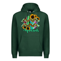 Sports Green Aquarius Zodiac Sign Sunflower Leopard Serape Premium Hoodie - RanaPortraitStore