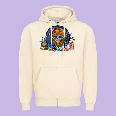 Halloween Zipper Hoodie Designed By Cowhidedigitalart