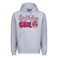 Heather Grey birthday girl cupcake Premium Hoodie - MaliasSmallBusiness