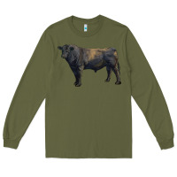Army Green black angus bull Long Sleeve Tee - RanaPortraitStore