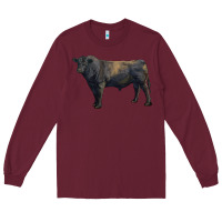 Burgundy black angus bull Long Sleeve Tee - RanaPortraitStore