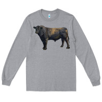 Heather Grey black angus bull Long Sleeve Tee - RanaPortraitStore