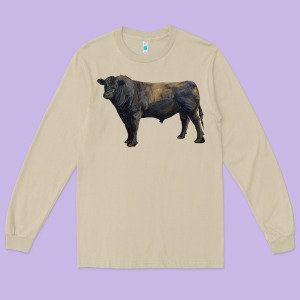 Black Angus Bull Long Sleeve Tee Designed By Ranaportraitstore
