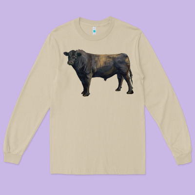 Black Angus Bull Long Sleeve Tee Designed By Ranaportraitstore