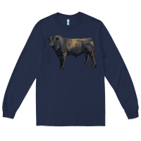 Navy black angus bull Long Sleeve Tee - RanaPortraitStore