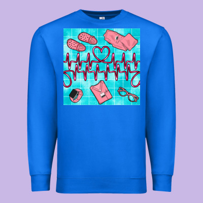 Nurse Heart Beat Seamless Pattern Premium Sweatshirt Designed By Bundleandbundleshop