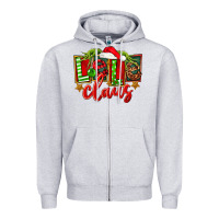 Heather Grey christmas lele claus Zipper Hoodie - FaDigitalArtStudio
