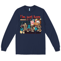 Navy i'm just here for the snacks #baseball sister Long Sleeve Tee - Zillion Design Studio