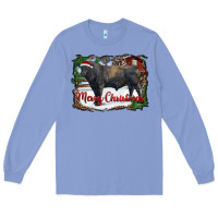 Colony Blue merry Christmas black angus bull and farm Long Sleeve Tee - RanaPortraitStore