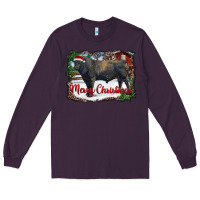 Plum merry Christmas black angus bull and farm Long Sleeve Tee - RanaPortraitStore