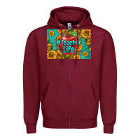 Burgundy teacher life skinny metal can holder Zipper Hoodie - HRA Design Shop