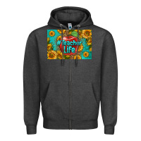 Charcoal Heather teacher life skinny metal can holder Zipper Hoodie - HRA Design Shop