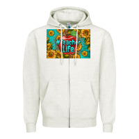 Oatmeal Heather teacher life skinny metal can holder Zipper Hoodie - HRA Design Shop