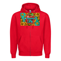 Red teacher life skinny metal can holder Zipper Hoodie - HRA Design Shop