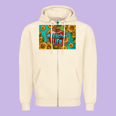 Teacher Life Skinny Metal Can Holder Zipper Hoodie Designed By Hra Design Shop