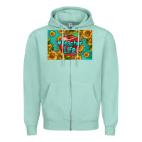 Seafoam teacher life skinny metal can holder Zipper Hoodie - HRA Design Shop